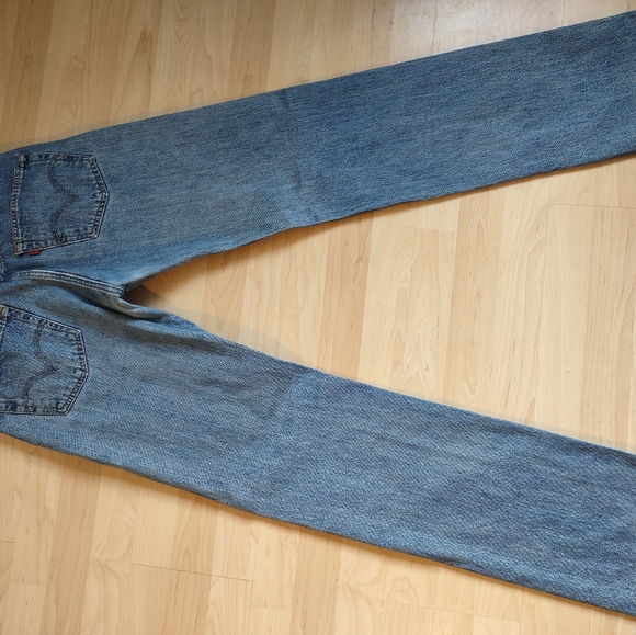 Y2K Vintage Levi's 501 Red Tab Button Fly Straight Leg Blue Jeans 34"x36" - Picture 7 of 11